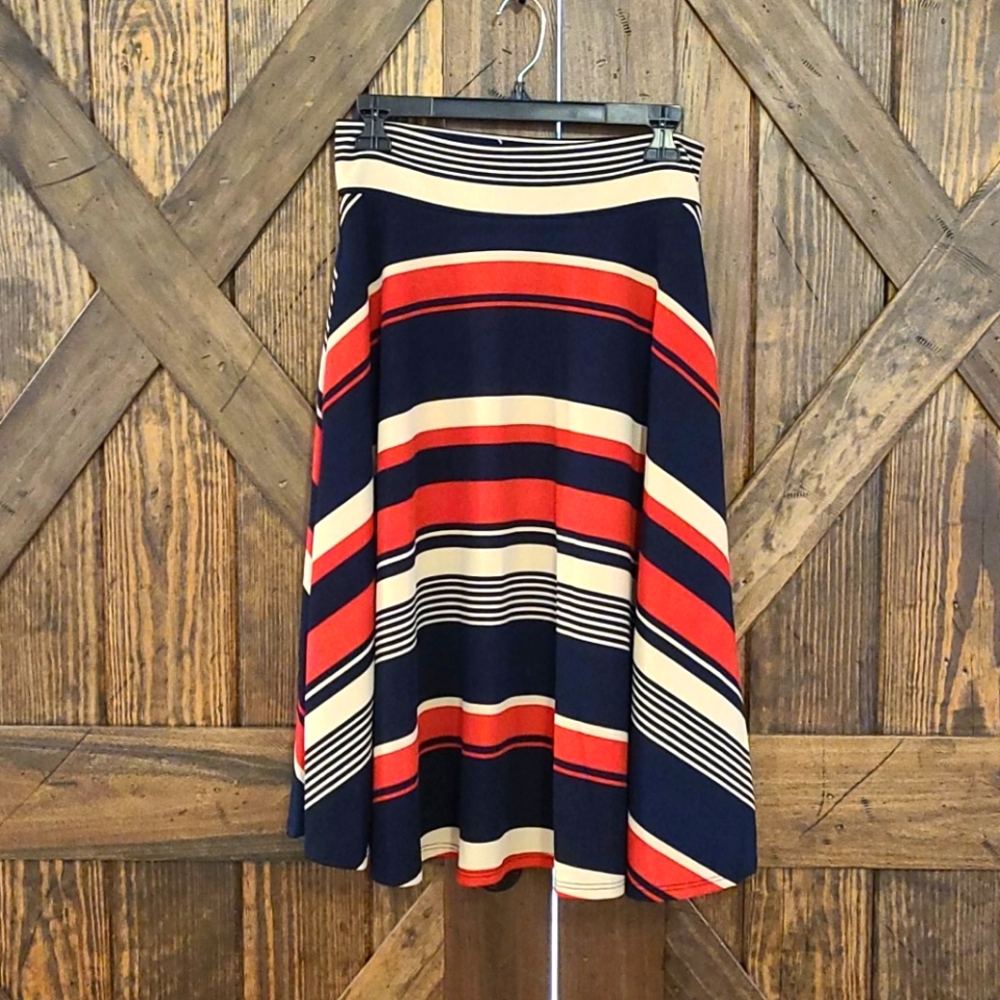 Medium Agnes & Dora Midi Skirt Red/Navy/Cream